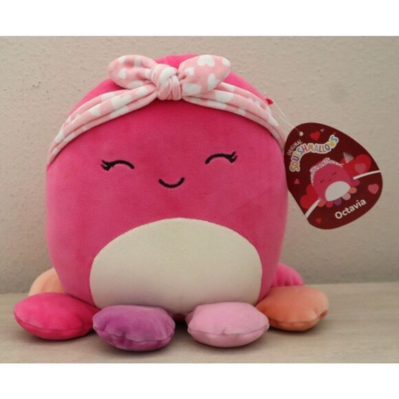 Squishmallows Official Plush 12" Hot Pink Octopus "Octavia" w/Heart Headband - Picture 1 of 4
